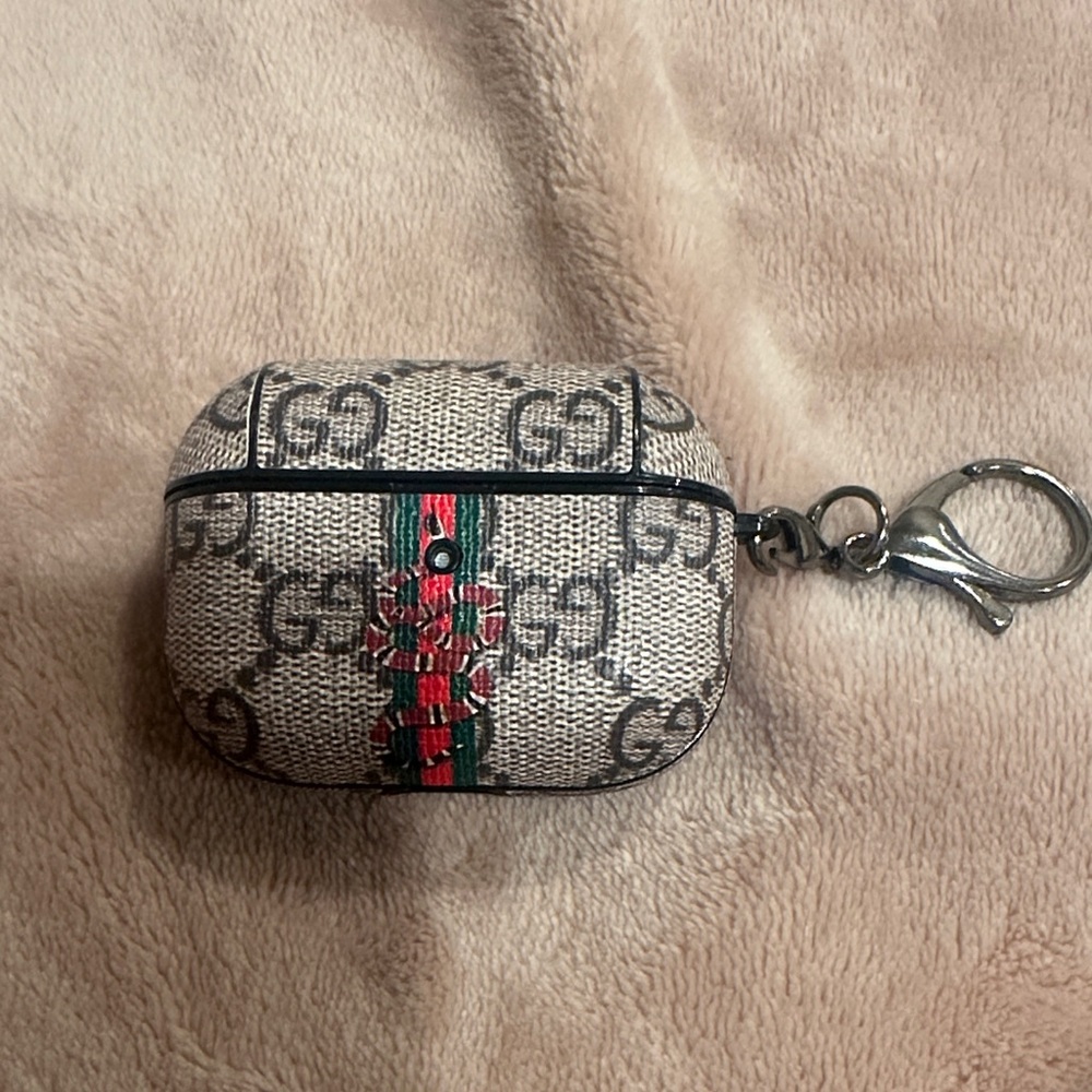 Designer Monogram AirPods Case with Keychain
